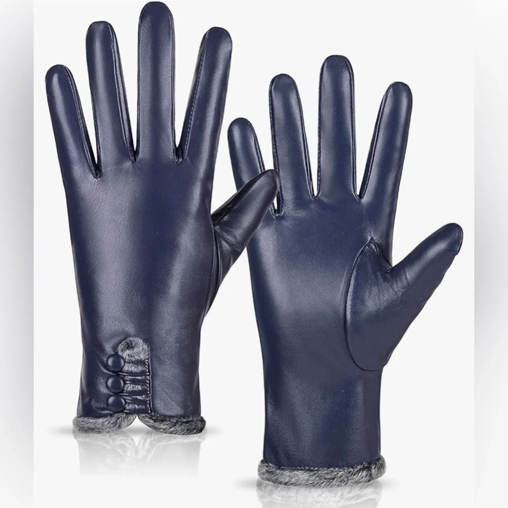 NWT Leather Gloves PU Cashmere Lined, Touchscreen MULTI SIZES AND Colors